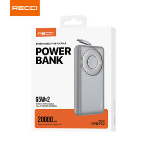 RECCI RPB-P72 20000mAh <b>65W</b> Fast Charging <b>Power</b> <b>Bank</b> with Built-in Retractable Cable Portable Charger - Product Image 2
