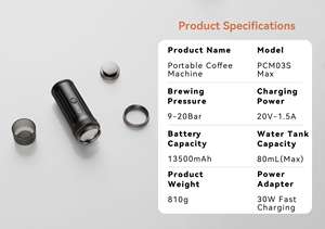 CERA + PCM03S-MAX 휴대용 커피 메이커 18g-20g 분쇄 콩 58mm 바구니 13500mAh 배터리 무선 난방 호텔 야외 자동차 - Product Image 4
