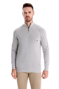 Inverno Hot Sale malhas Moda Mangas Compridas Cor Sólida Gola Alta Casual dos homens meia-zip pulôver camisola - Product Image 4