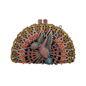Bolso de Noche Brillante con Cristales y Pedrería de Pavo Real para Mujer, Cartera de Mano Elegante para Salidas Nocturnas y Cócteles - Product Image 1