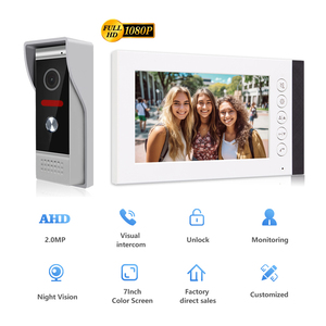 4 Fils <span class=keywords><strong>Visiophone</strong></span> Avec Ecran Large Ultra Plat 7pouces Videophone Avec Camra Door intercoms De Surveillance - Product Image 2