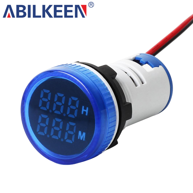 Round Blue Digital Display Total Hours Run Meter Industrial Indicator 220V AC Power Supply Time Counter