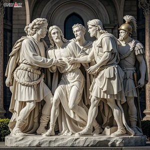 Estatua famosa Católica Cristiana talla de piedra grande primera estación Jesús condenó <span class=keywords><strong>muerte</strong></span> mármol blanco Jesús 14 estación escultura - Product Image 2