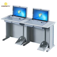 Muebles de Laboratorio Modernos OEM ODM, Escritorio de Computadora con Pantalla Doble Abatible para Estación de Trabajo Escolar