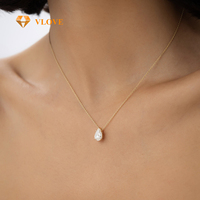VLOVE, joyería al por mayor, colgante de diamante en forma de pera de cinco puntas personalizado, collar de diamantes cultivados en laboratorio 1,25 CTW 14K