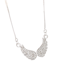 Sterling Silver 925SILIVER Wings Necklace New Fashion Pendant Necklaces for Women with Link Chain for Engagement Gift - Product Image 1