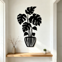 Art mural en métal découpé au laser, silhouette de plante Monstera, feuille creuse, art mural pour la décoration du salon, OEM ODM