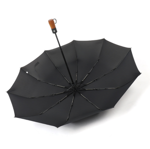 New Arrivals High Quality Automatic Rain <b>Umbrellas</b> 3 Foldable Strong <b>Windproof</b> Travel <b>Umbrella</b> With Wooden Handle - Product Image 2