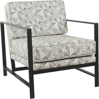 Fauteuil d'appoint moderne en tissu capitonné avec accoudoirs et rembourrage en mousse |   Meubles de maison pour salon et chambre - Lignes grises