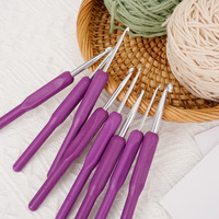 NOUVEAU Ensemble de crochets en aluminium, nouvelle arrivée, meilleur prix, 8 pièces/ensemble, ensemble de crochets à poignée douce violette avec sac OPP