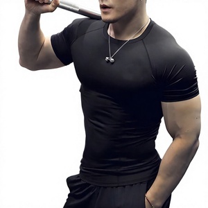Nouveau T-shirt de course pour homme avec logo frontal, séchage rapide, anti-UV, respirant, manches courtes, fitness, entraînement, gym, vêtements décontractés - Product Image 6