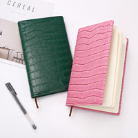 Carnet à couverture rigide personnalisé, motif crocodile, cuir PU, vert rose, marque-page à ruban bicolore, cadeau d'entreprise, OEM en gros