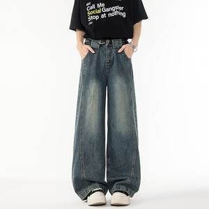 Pantalones Cargo Americanos Retro Desgastados con Múltiples Bolsillos y Parches para Hombre, de Pierna Recta Holgada, Estilo Casual y Urbano - Product Image 6