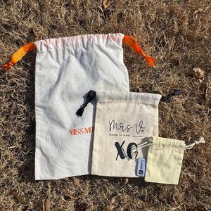 China Factory Small Custom Print Cotton Canvas <b>Drawstring</b> <b>Bag</b> Wtih Label - Product Image 4