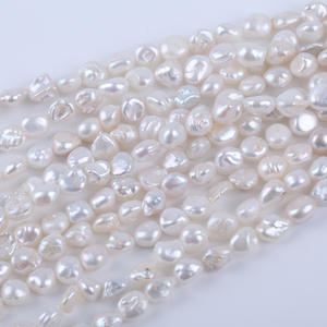 Perles d'eau douce naturelles de 18 cm, 7-8 mm, forme bouton, trou droit, baroque régénéré, pour la fabrication de bijoux DIY, bracelet - Product Image 5