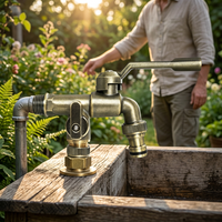 Robinet extérieur vintage en cuivre massif, résistant au gel, une entrée deux sorties, idéal pour jardin et cour