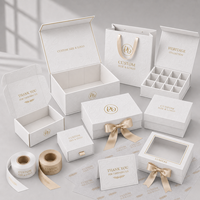 Boîte cadeau pliante en papier de luxe avec aimant, design personnalisé en relief blanc, pour les entreprises