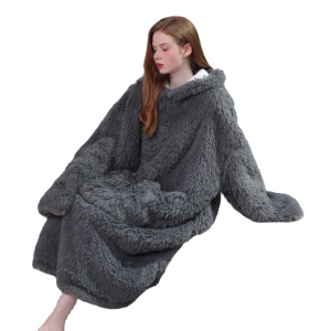Oversized Custom TV Wearable Pocket Fleece Warm Blanket Hoodie <strong>Oodie</strong> With Sleeve Sweatshirt Winter Housecoat - Product Image 2