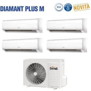 Climatizatore conditionatore FERROLI Quadri Split INVERTER Series Diamant plus M 9 + 9 + 9 CON 28-4 R-32 Wi-Fi integrato 9000 + 9000 - Product Image 2