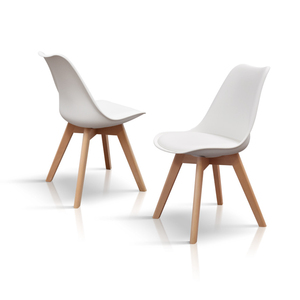 Juego de 4 sillas de comedor Giovanna, sillas de polipropileno blanco con cojín de cuero ecológico para interiores - Product Image 2
