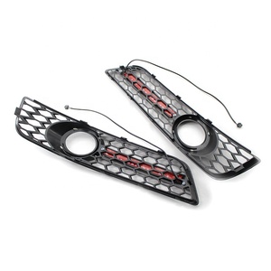 <span class=keywords><strong>Calandre</strong></span> antibrouillard avec feu LED, grille avant en nid d'abeille pour <span class=keywords><strong>Audi</strong></span> <span class=keywords><strong>A3</strong></span>, <span class=keywords><strong>2007</strong></span>, 2008, 2009, 2010, 2011, 2012 - Product Image 2