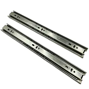 Furniture Hardware Telescopic Slide Rail Cold Rolled Steel 3 Fold Fully Extended Steel Drawer Guide