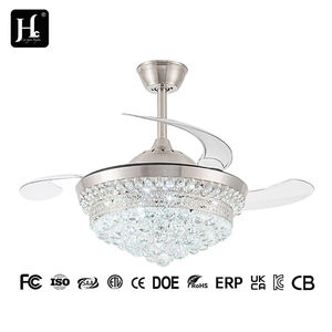 Ventilateur de plafond moderne à LED de 42 pouces avec moteur DC, 6 vitesses, profil bas, lustre en cristal de luxe avec télécommande - Product Image 5