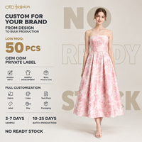 Robe midi plissée rose à fleurs sans bretelles pour femme, coupe trapèze, pour soirée ou mariage, personnalisable, OEM, vente en gros, fabricant