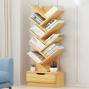 Bücherregal mehrschichtig einfacher kleiner Bücherregal bodenstehender baumförmiger kreativer Ablage-Rack Studenten-Schreibtisch modernes Ablage-Rack