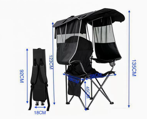 Chaise pliante personnalisable en alliage d'aluminium avec auvent pare-soleil pour la plage, le camping, les événements sportifs en plein air, mobilier d'extérieur - Product Image 2