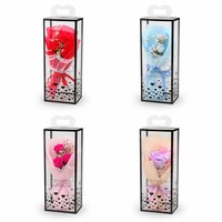 Mini Bouquet de Fleurs de Savon Artisanales Rose et Gypsophile, Boîte Cadeau Transparente, Cadeau Romantique pour Mariage et Saint-Valentin, Vente en Gros