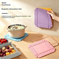 Tapis magnétique carré en silicone pliable, design à 4 coins, se transforme en boîte à goûter, comme un set de table, un plateau à fruits et une planche à découper pour le camping