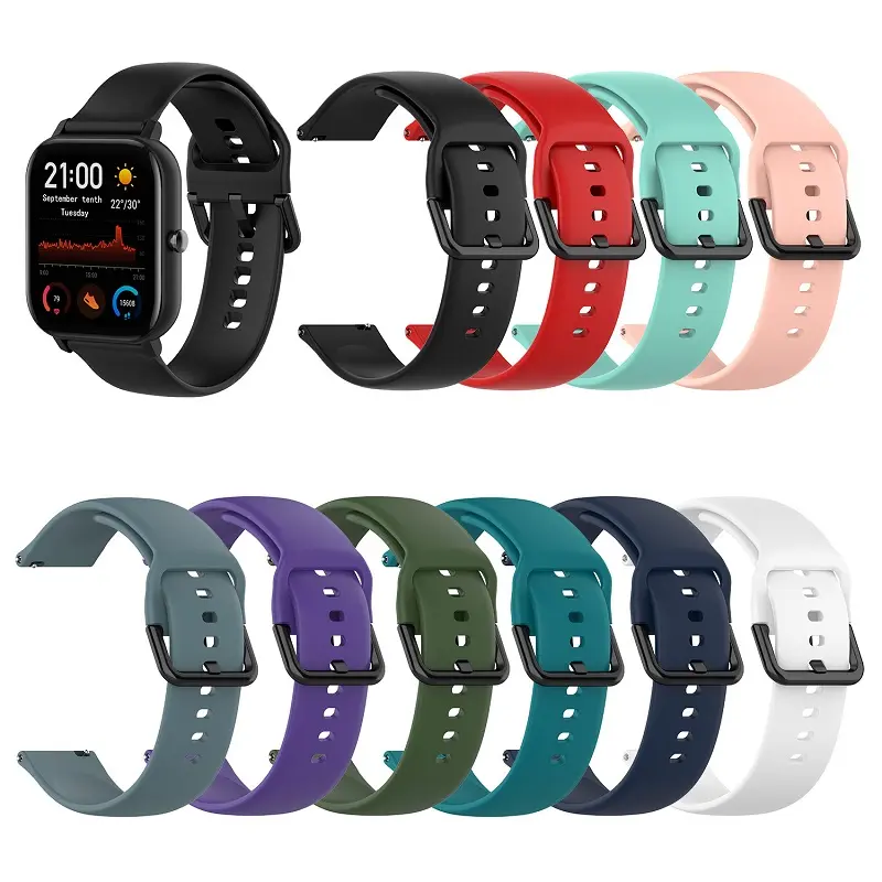 S/L Solid Color for Amazfit GTS Bracelet Replacement Black Band Buckle Sports 20mm Silicone Watch Strap