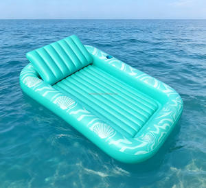 Grand matelas gonflable de piscine pour bronzer, SPA solaire, double flotteur de piscine pour adultes avec oreiller, matelas d'eau en <span class=keywords><strong>PVC</strong></span> avec porte-gobelet - Product Image 5
