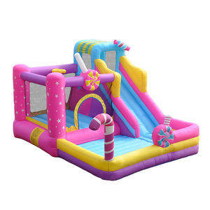Château gonflable à thème bonbons, château gonflable pas <span class=keywords><strong>cher</strong></span>, château gonflable avec toboggan, combo de location de château gonflable, château gonflable rose à louer - Product Image 4