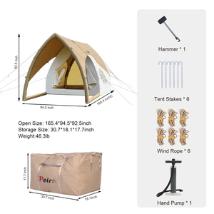 Peirhw, tienda <span class=keywords><strong>de</strong></span> campaña <span class=keywords><strong>de</strong></span> lujo <span class=keywords><strong>para</strong></span> 4-6 personas, fácil <span class=keywords><strong>de</strong></span> instalar, inflable <span class=keywords><strong>para</strong></span> acampar, cabaña Oxford con bomba, impermeable, a prueba <span class=keywords><strong>de</strong></span> viento <span class=keywords><strong>para</strong></span> uso en exteriores - Product Image 5