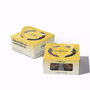 Boîte à gâteau personnalisée avec poignée et fenêtre transparente en PVC – Emballage de boulangerie haut de gamme pour cupcakes, donuts, gâteaux roulés et macarons - Product Image 3