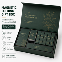 Boîte rigide pliable avec couvercle magnétique pour le branding professionnel, idéale pour les kits de présentation de thé, emballage personnalisé imprimé, étui rigide et solide.