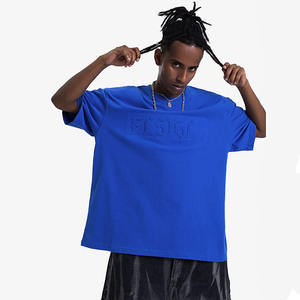 T-shirts pour hommes en coton 100% de haute qualité, décontractés, lourds, personnalisables, couleur unie, gaufré, avec impression personnalisée - Product Image 4