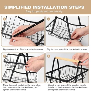Vendita calda 2 livelli di stoccaggio da cucina in metallo portatile mensola di stoccaggio in metallo staccabile Multi-strato porta frutta cesto di frutta da cucina - Product Image 6