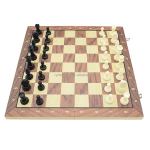 11.5 inch 29cm 3-in-1 trong nhà có thể gập lại bằng gỗ từ cờ vua và cờ nhựa Hội Đồng Quản trị trò chơi cờ vua quốc tế hộp - Product Image 1