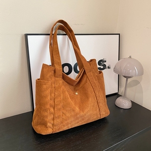 Großhandel Günstiger Preis Cord Handtasche Schulranzen Umhängetasche Fancy Designer Damen Taschen Große Kapazität Tragetaschen mit Taschen - Product Image 6