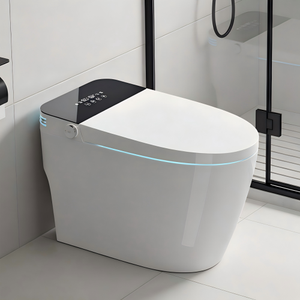 WC intelligent sans réservoir avec bidet intégré, siège chauffant, chasse automatique et télécommande d'ouverture/fermeture, chasse d'eau à jet siphonique en céramique, conception monobloc - Product Image 1