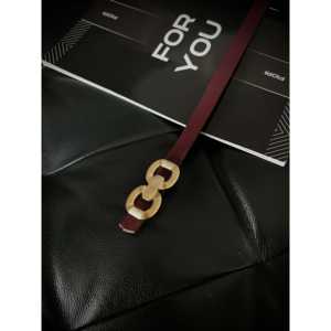 Cinturón de mujer Fiori con doble hebilla, piel de vaca, geométrico sólido, informal, de cuero genuino - Product Image 2