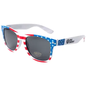 2024 New Fashion Trend Customized Printing Logo of American Flag General Style Sunglasses Factory Wholesale