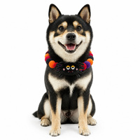 Collier d'Halloween pour animaux de compagnie avec pompons, perles, citrouille en peluche, fantôme, chauve-souris, breloque tête de chat, collier Velcro, décoration amusante pour chiens et chats