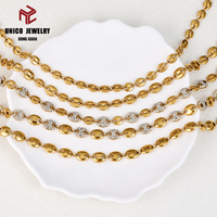 Collier à maillons pour femme en acier inoxydable plaqué or PVD 18 carats, motif grain de café, accessoires de mode, vente en gros de bijoux haut de gamme