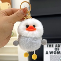 Rex konijnenbont handgemaakte schattige kleine gele eend auto sleutelhanger hanger pluche pop internet populaire boekentas hangende decoratie