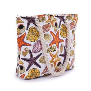 Factory Wholesale Ocean Style Women's Shoulder Shopping <b>Bag</b> <b>Large</b> Capacity Travel <b>Beach</b> <b>Bag</b> With Cotton Rope Handle - Product Image 1