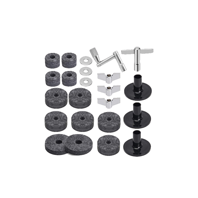 23Pcs Cimbaal Vervanging Accessoires Met Stand Vilt Drum Cimbaal Voelde Pad Set Mouwen Drum Sleutel Vleugel Moeren Ringen Drum onderdelen